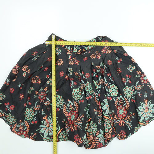 French Connection Women's Black Floral A-Line Short Skirt Size 8
