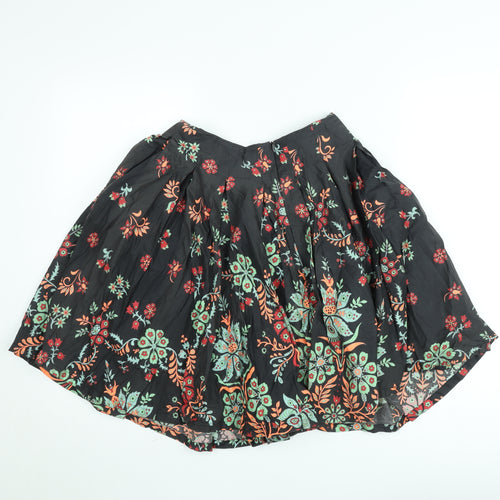 French Connection Women's Black Floral A-Line Short Skirt Size 8