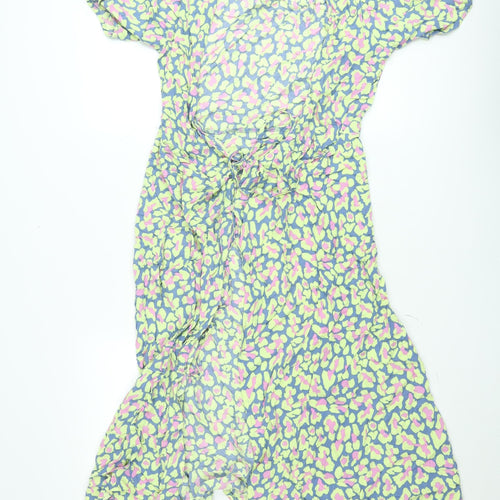 Pieces Women's Multicoloured XS Asymmetric Floral Mini Dress