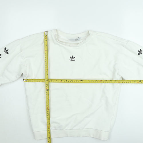 Adidas Women’s White Crew Neck Sweatshirt Size 8 Logo Print Pullover