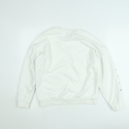 Adidas Women’s White Crew Neck Sweatshirt Size 8 Logo Print Pullover