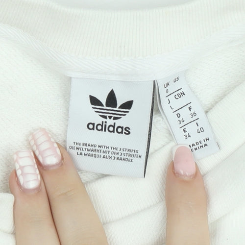 Adidas Women’s White Crew Neck Sweatshirt Size 8 Logo Print Pullover