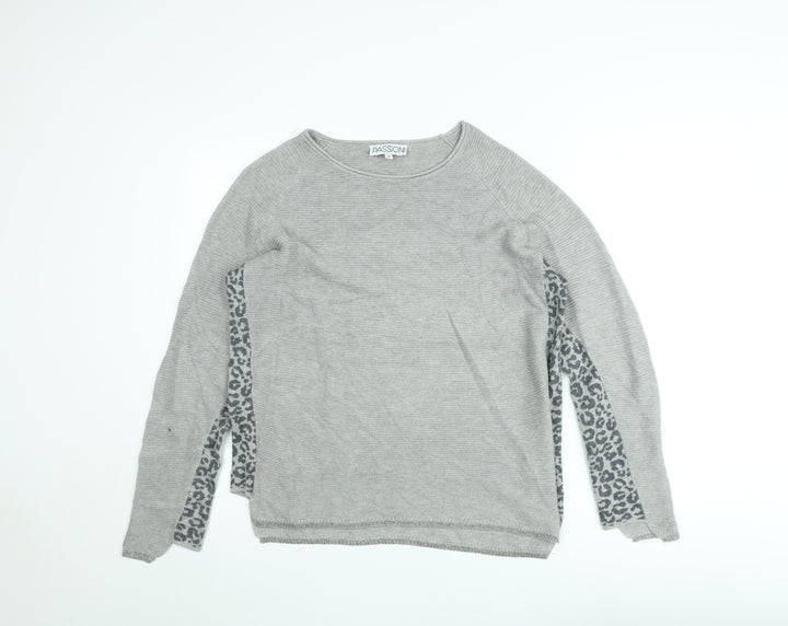 Passioni Women’s Grey Animal Print Knit Jumper Size M
