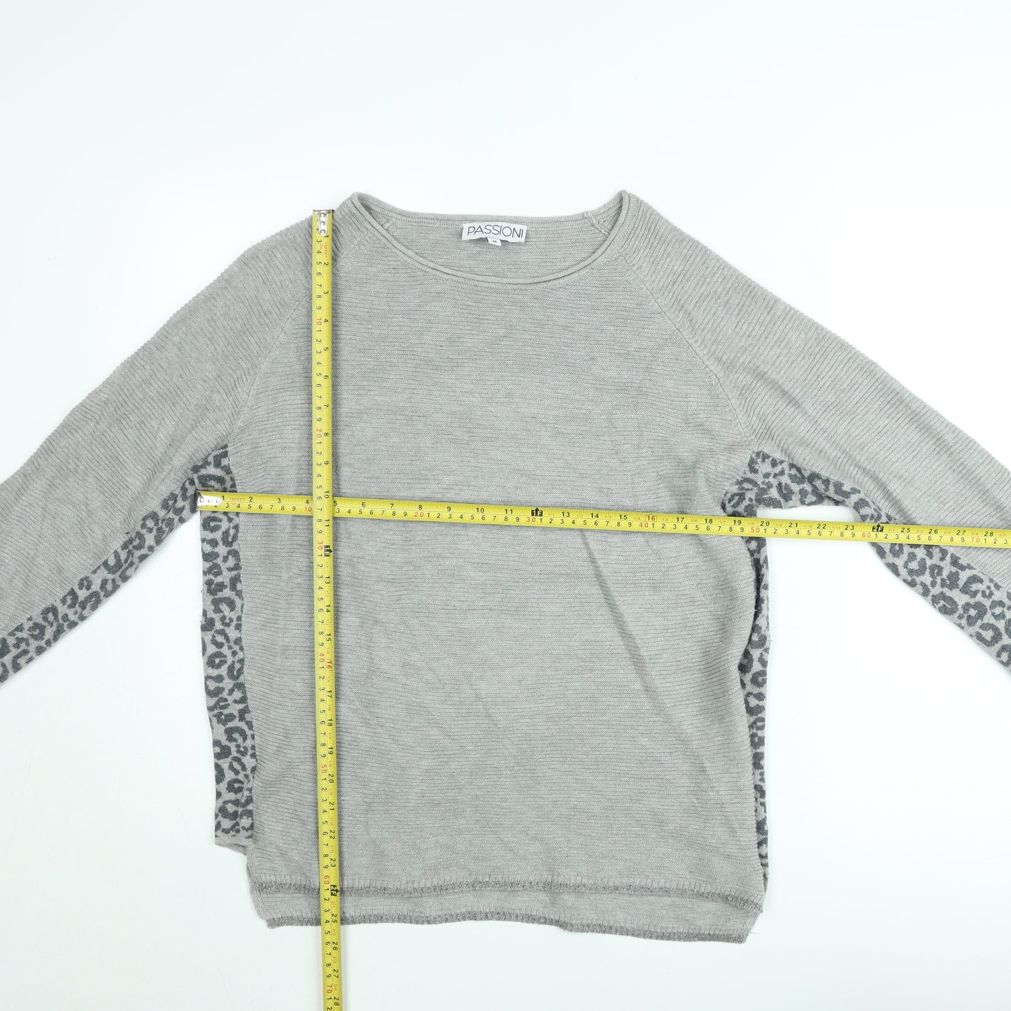 Passioni Women’s Grey Animal Print Knit Jumper Size M
