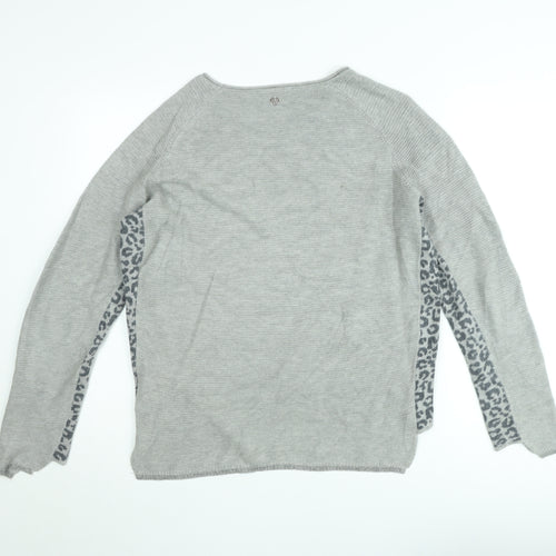 Passioni Women’s Grey Animal Print Knit Jumper Size M