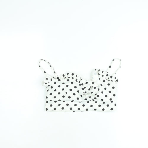 Boohoo Womens White Polka Dot Ruffle Satin Camisole Top UK 12