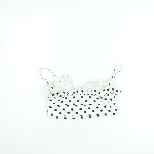 Boohoo Womens White Polka Dot Ruffle Satin Camisole Top UK 12