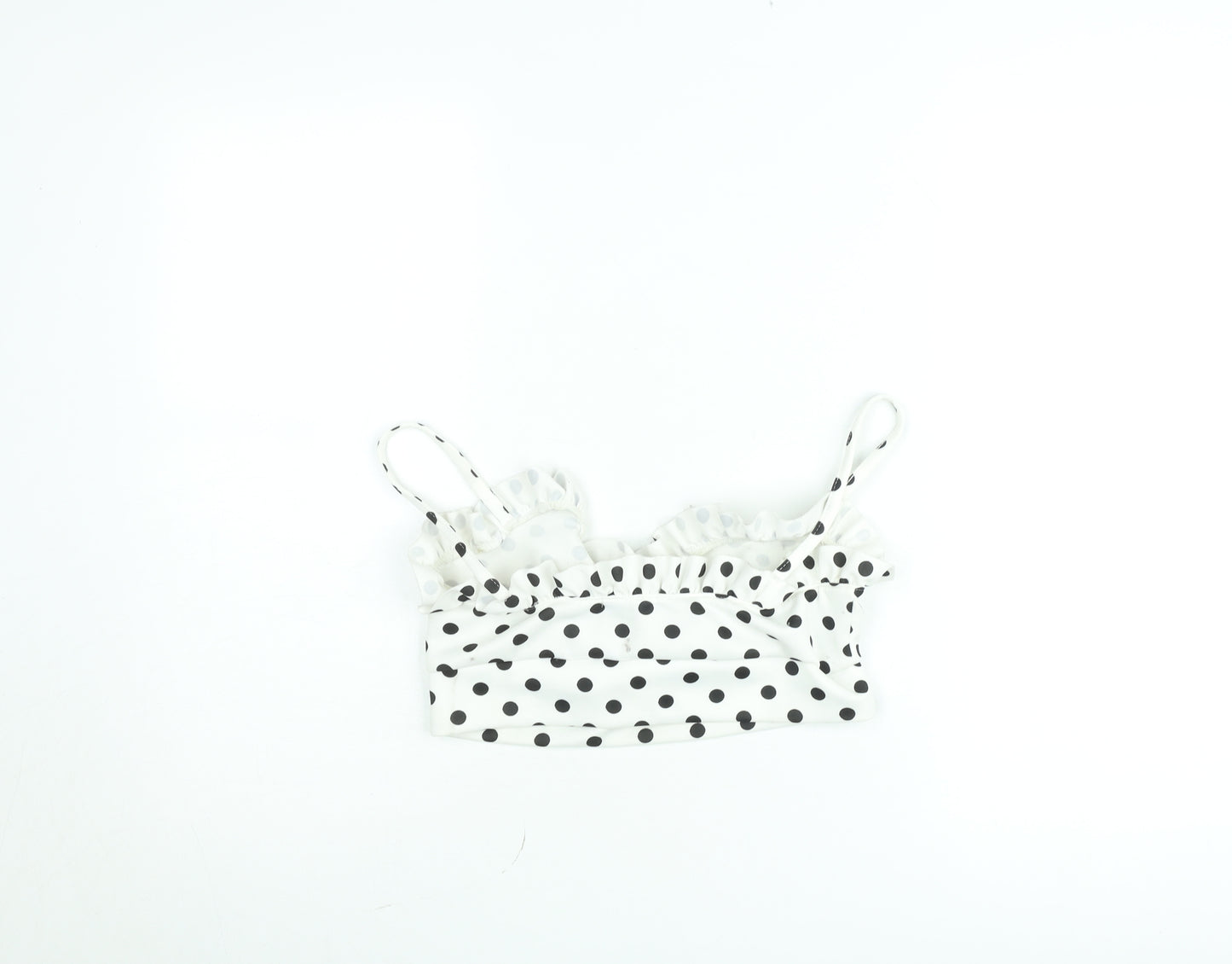 Boohoo Womens White Polka Dot Ruffle Satin Camisole Top UK 12