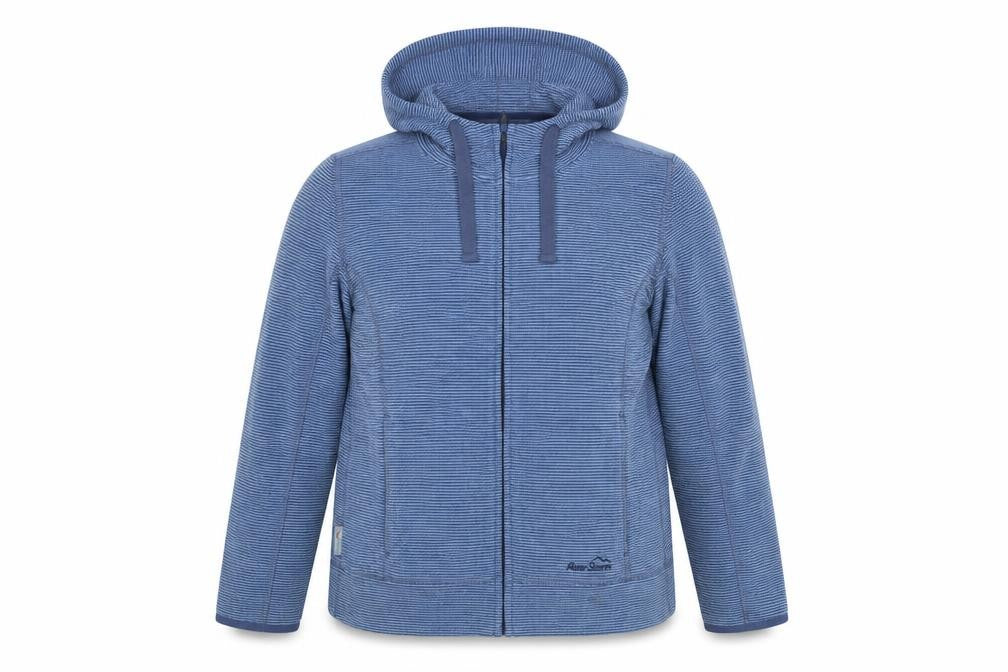 Front view of Peter Storm Men's Blue Hooded Full Zip Fleece Jacket, size S