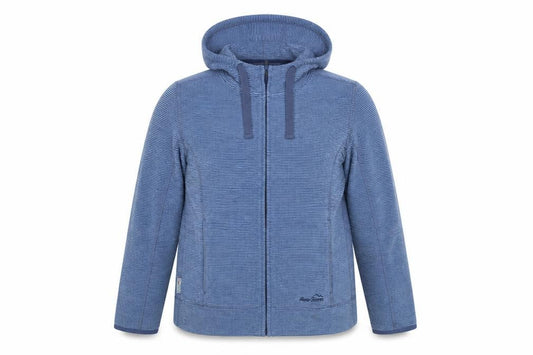 Front view of Peter Storm Men's Blue Hooded Full Zip Fleece Jacket, size S