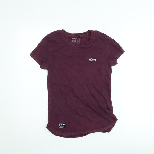 Diesel Womens Purple Cotton Short Sleeve Crew Neck T-Shirt Size S