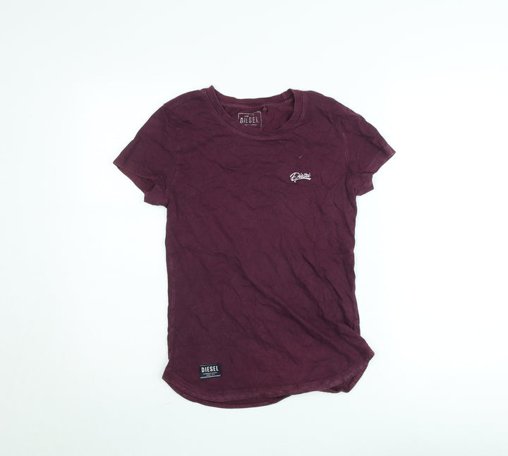 Diesel Womens Purple Cotton Short Sleeve Crew Neck T-Shirt Size S