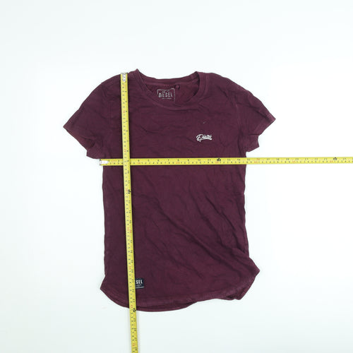 Diesel Womens Purple Cotton Short Sleeve Crew Neck T-Shirt Size S