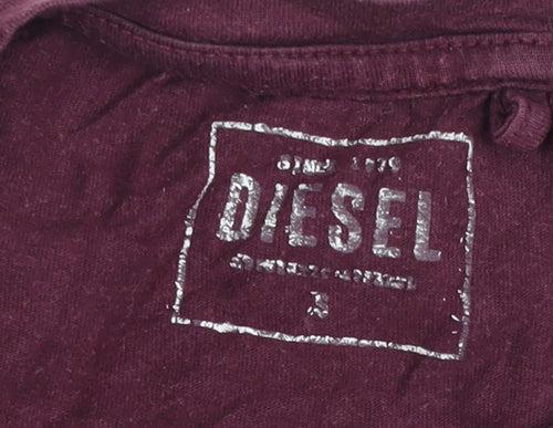 Diesel Womens Purple Cotton Short Sleeve Crew Neck T-Shirt Size S