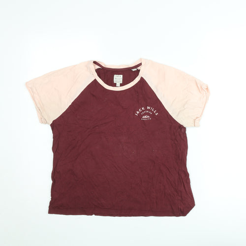 Jack Wills Women's Multicoloured Raglan Crew Neck T-Shirt Size 12