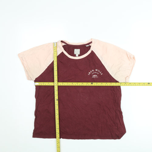 Jack Wills Women's Multicoloured Raglan Crew Neck T-Shirt Size 12