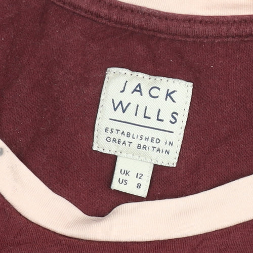 Jack Wills Women's Multicoloured Raglan Crew Neck T-Shirt Size 12