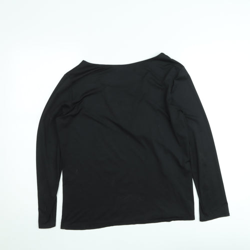 Nuoxi Women's Black Long Sleeve V-Neck Lace Up Blouse Size M