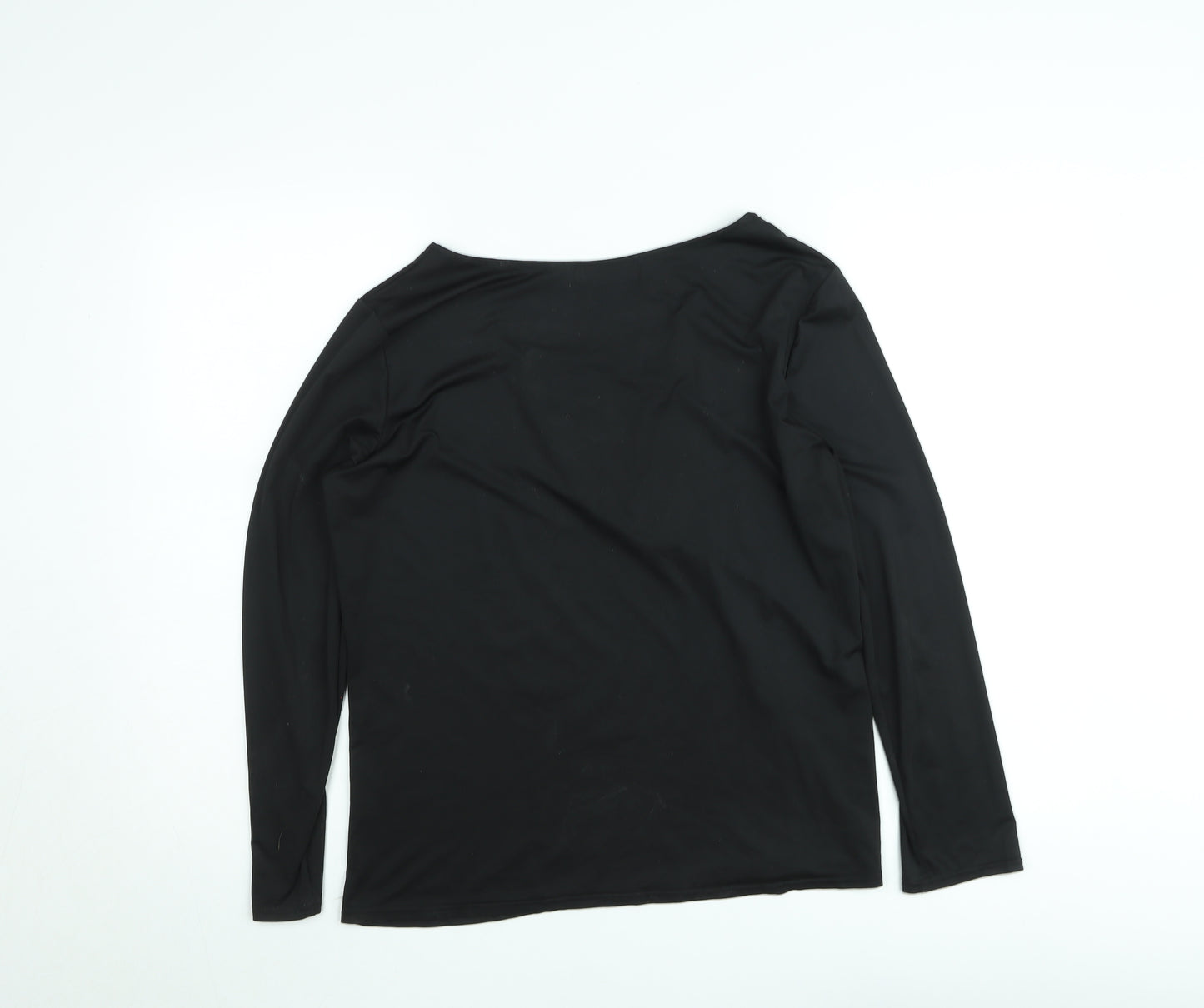 Nuoxi Women's Black Long Sleeve V-Neck Lace Up Blouse Size M