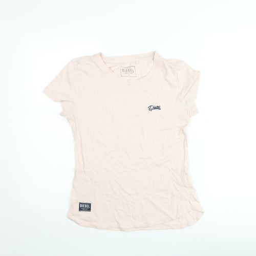 Diesel Womens Pink Crew Neck Cotton T-Shirt Size S