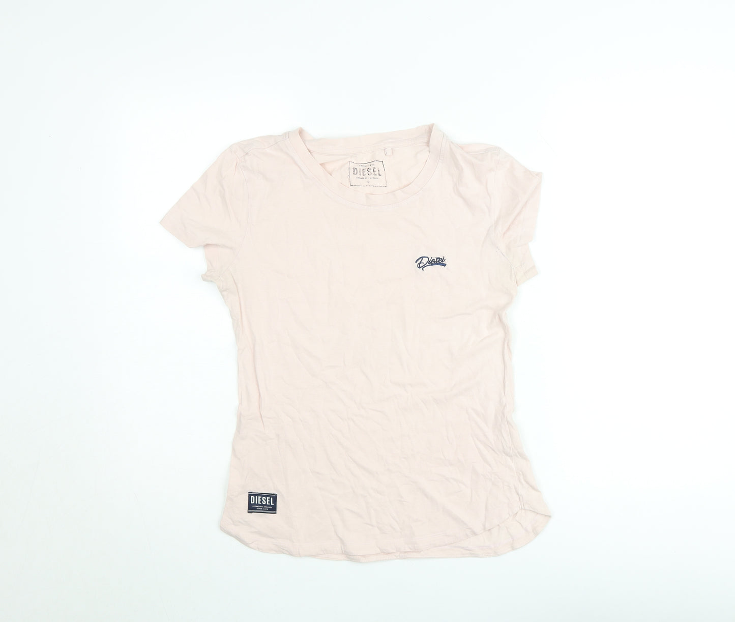 Diesel Womens Pink Crew Neck Cotton T-Shirt Size S