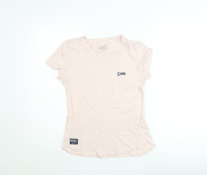 Diesel Womens Pink Crew Neck Cotton T-Shirt Size S