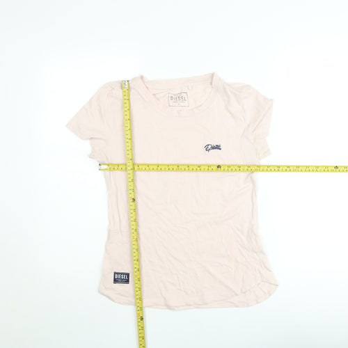 Diesel Womens Pink Crew Neck Cotton T-Shirt Size S