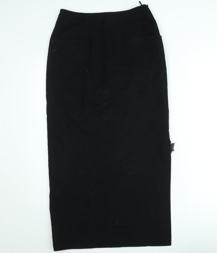 Annette Görtz Womens Black Midi Pencil Skirt Size 10 Wool Blend