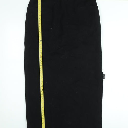Annette Görtz Womens Black Midi Pencil Skirt Size 10 Wool Blend