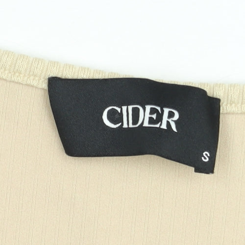 Cider Women’s Beige Ribbed Short Sleeve Square Neck Bodysuit Size S