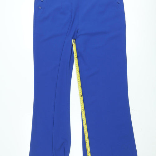 A|wear Women's Blue Size 14 Straight Leg Crepe Trousers