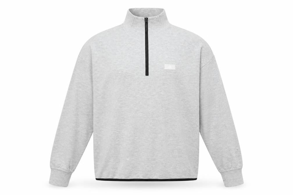 Front view of Jack & Jones Men’s Grey 1/2 Zip High Neck Sweatshirt L Regular Fit