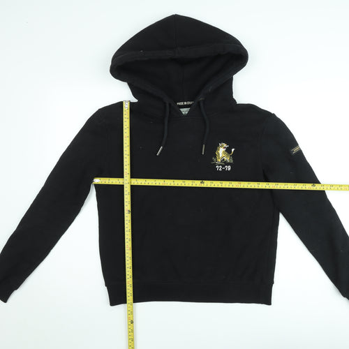 Superdry Womens Black Embroidered Pullover Hoodie Size M