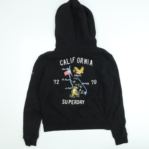 Superdry Womens Black Embroidered Pullover Hoodie Size M