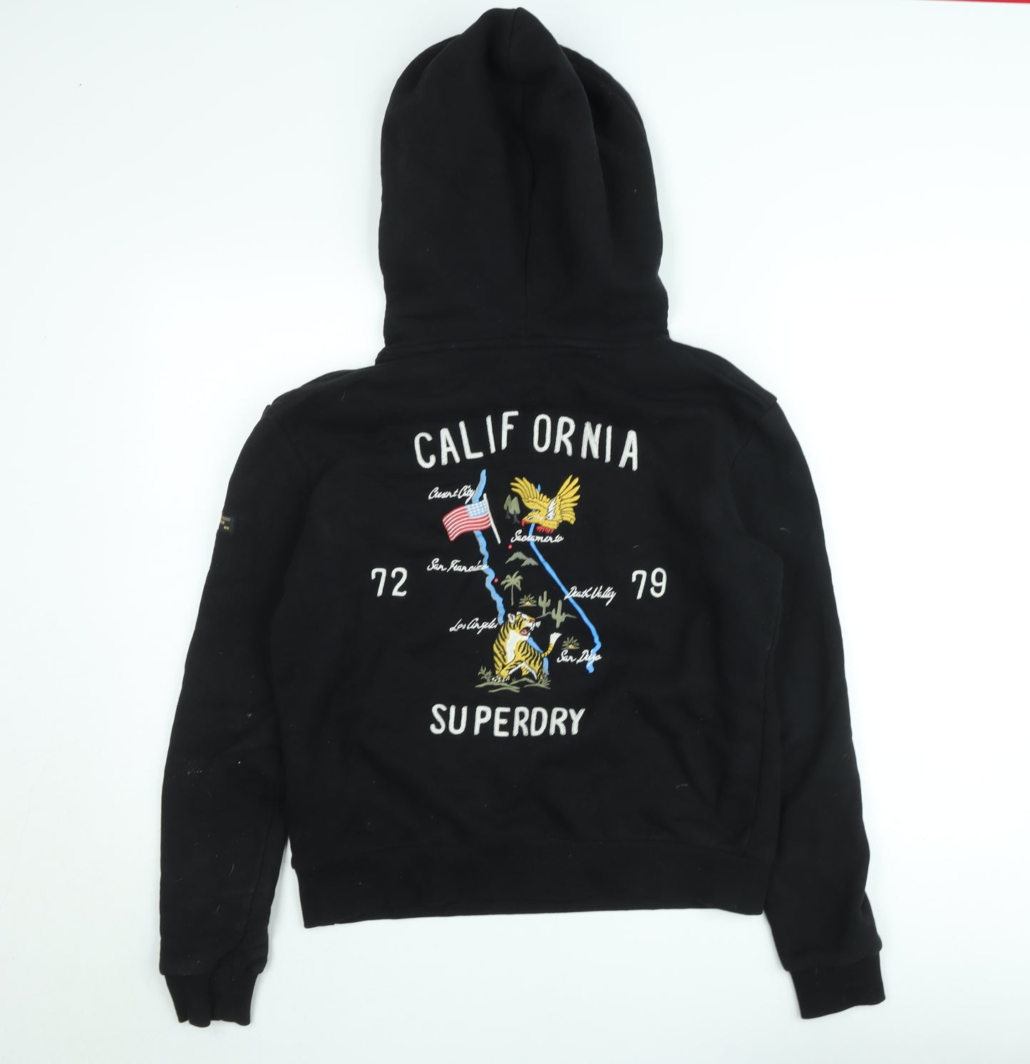 Superdry Womens Black Embroidered Pullover Hoodie Size M