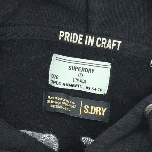 Superdry Womens Black Embroidered Pullover Hoodie Size M