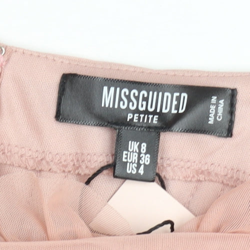 Missguided Women’s Pink Petite Size 8 Long Sleeve Ruched Bodycon Dress