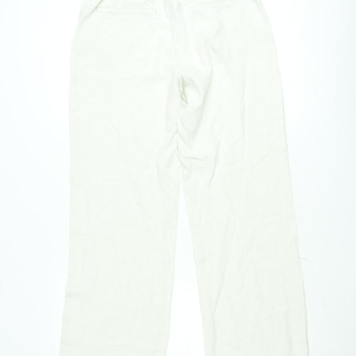H&M Women’s Ivory Linen Blend Straight Trousers Size 12