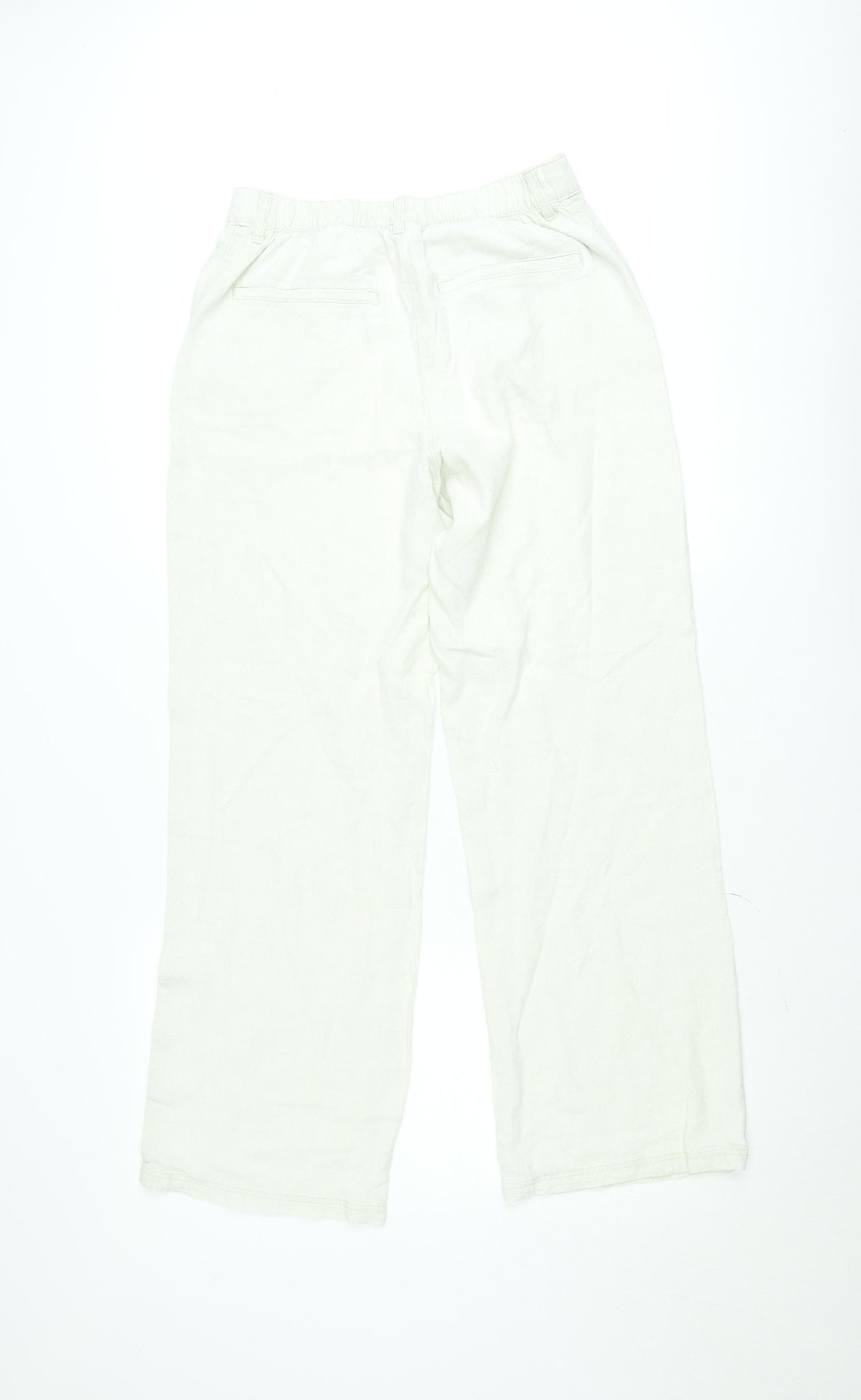 H&M Women’s Ivory Linen Blend Straight Trousers Size 12