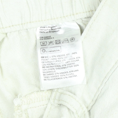 H&M Women’s Ivory Linen Blend Straight Trousers Size 12