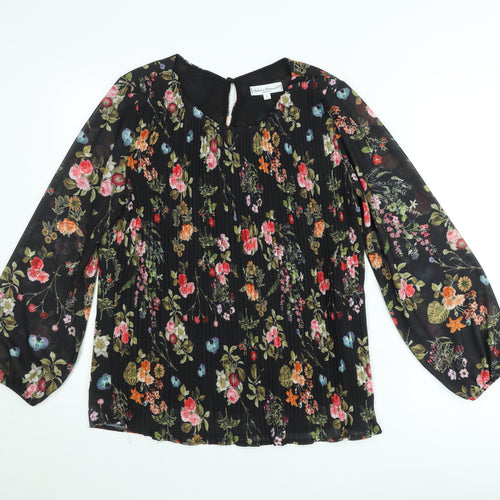 Sabrina Diamanti Women's Multicoloured Floral Chiffon Pleated Blouse L