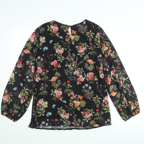 Sabrina Diamanti Women's Multicoloured Floral Chiffon Pleated Blouse L