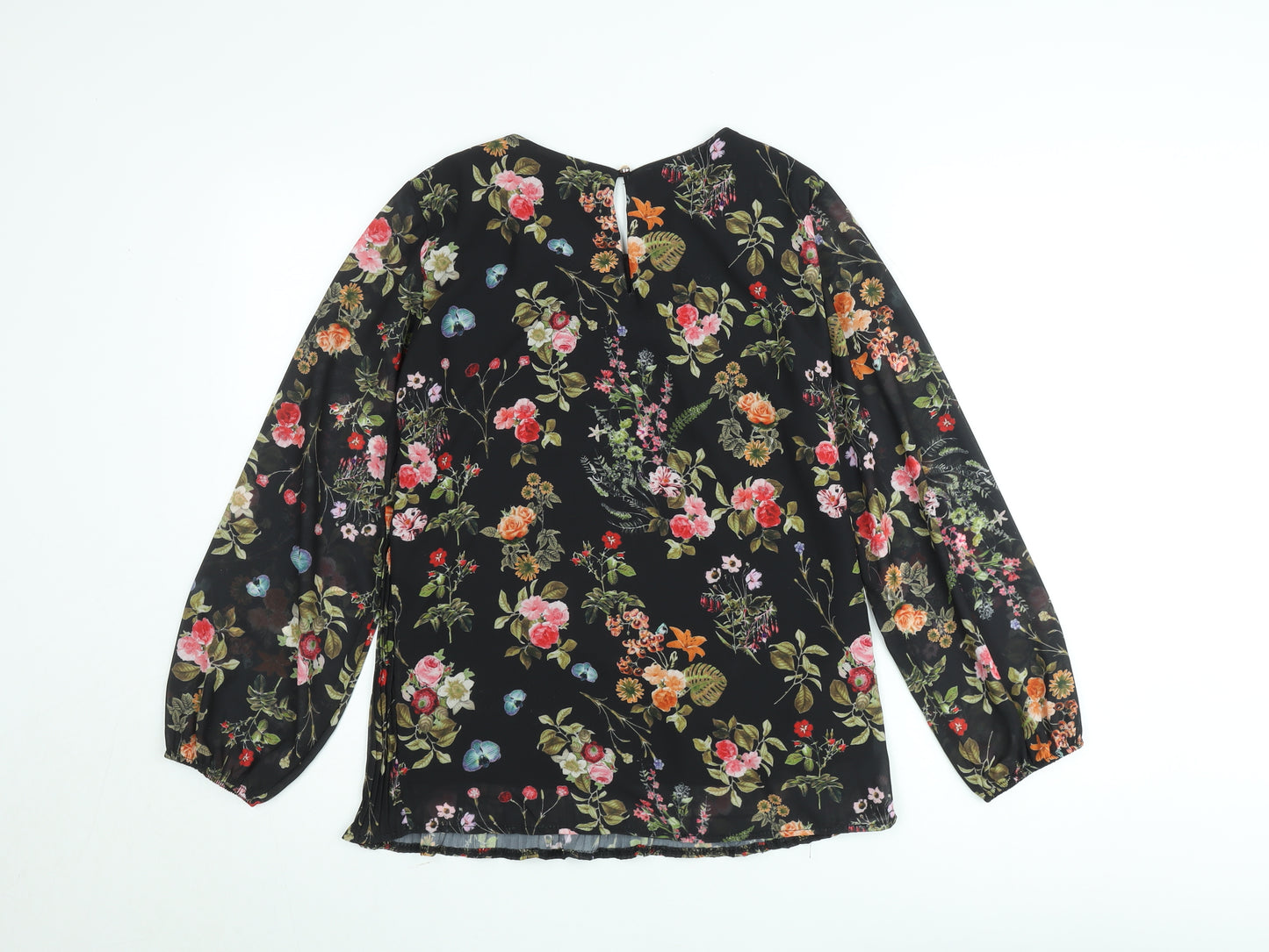 Sabrina Diamanti Women's Multicoloured Floral Chiffon Pleated Blouse L