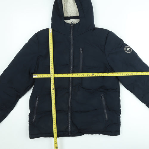SoulCal & Co Teens Blue Hooded Puffer Jacket 164cm Winter Lined