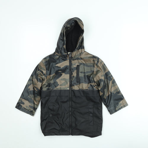 Firetrap Boys Green Camouflage Hooded Waterproof Rain Coat Jacket 3-4 Years