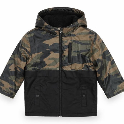 Firetrap Boys Green Camouflage Hooded Waterproof Rain Coat Jacket 3-4 Years