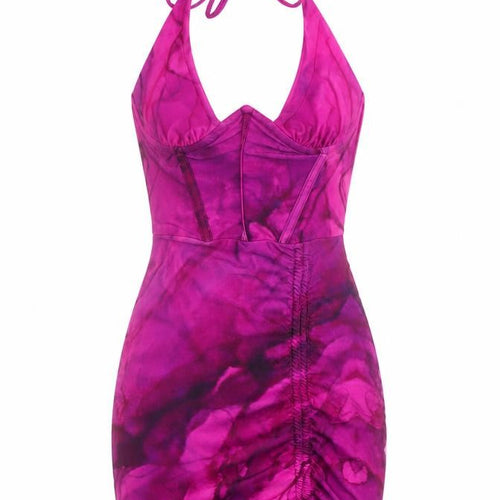 Sodah London Women’s Pink Tie Dye Bodycon Halter Mini Dress Size 8