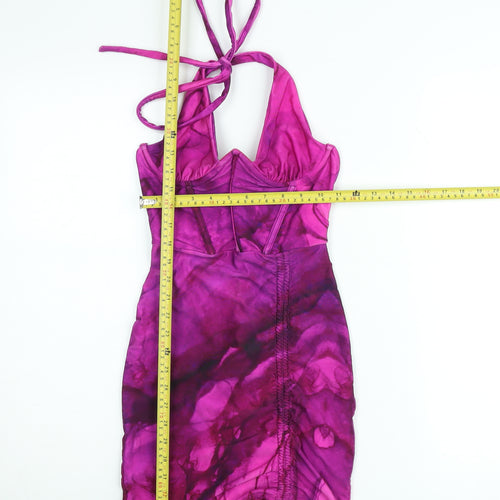 Sodah London Women’s Pink Tie Dye Bodycon Halter Mini Dress Size 8