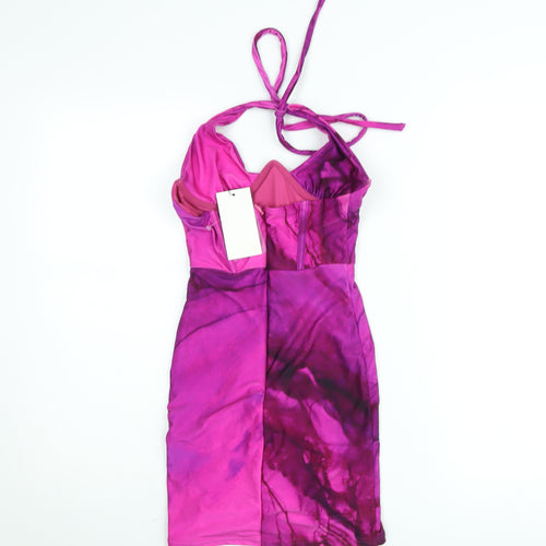 Sodah London Women’s Pink Tie Dye Bodycon Halter Mini Dress Size 8