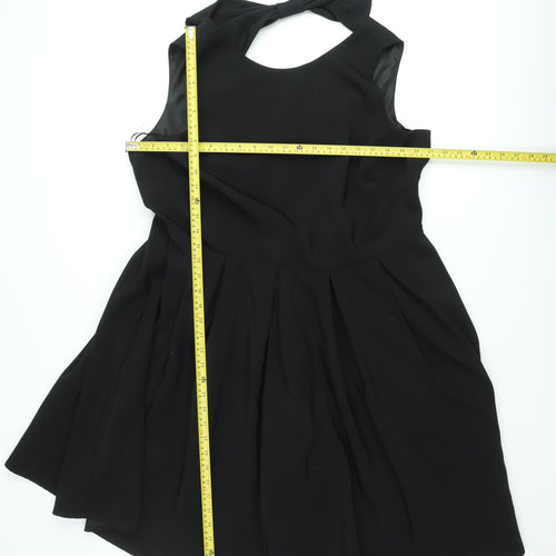 Myleene Klass Women's Black Fit & Flare Bow Back Sleeveless Dress Size 12